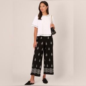 NWT Adrianna Papell Embroidered Wide Leg Pants Size 12